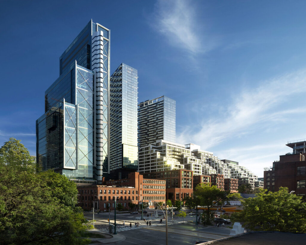 Stunning urban landscape with a harmonious blend of contemporary and historic architecture.